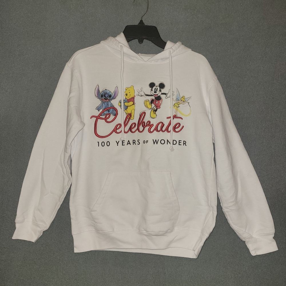 Disney Celebrate White Hoodie with 100 Years Logo Medium